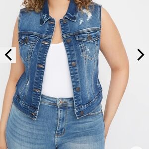 Denim Jean Distressed Vest Plus Size 3X New With Tags